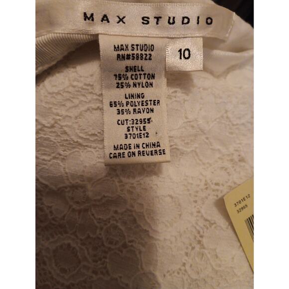 Max Studio Skirt, women's size 10, lined side zip, White Crochet Floral NWT $78 - Picture 5 of 5